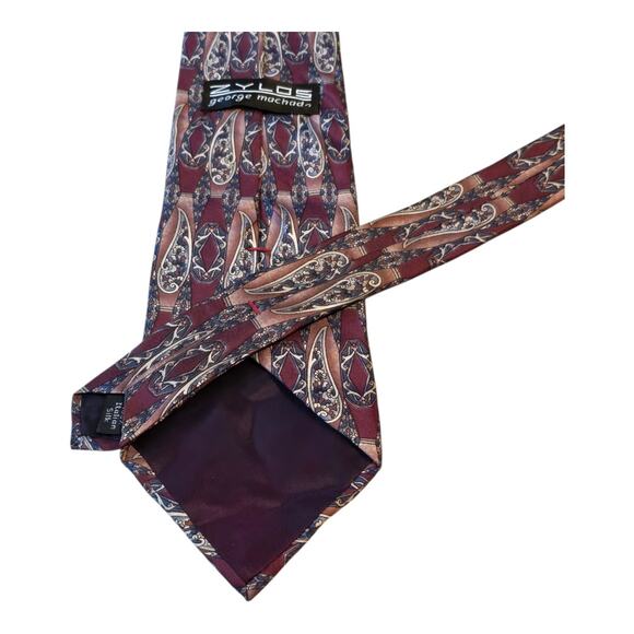 Zylos George Machado Mens Necktie 100% Italian Silk Made in USA Paisley Print - Picture 5 of 5